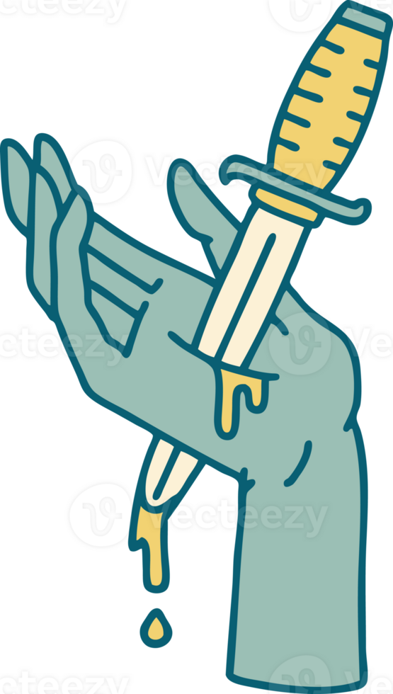 iconic tattoo style image of a dagger in the hand png