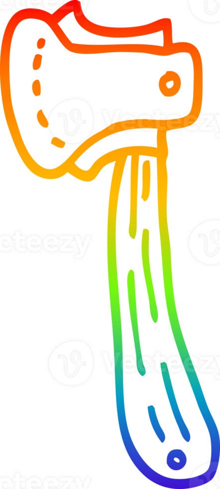 rainbow gradient line drawing of a cartoon long axe png