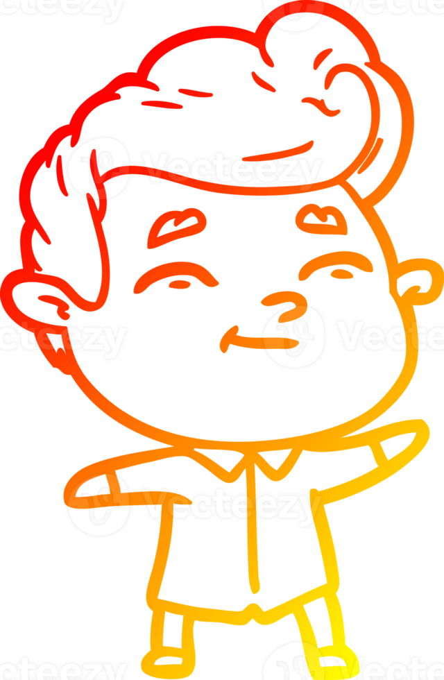 warm gradient line drawing of a happy cartoon man png