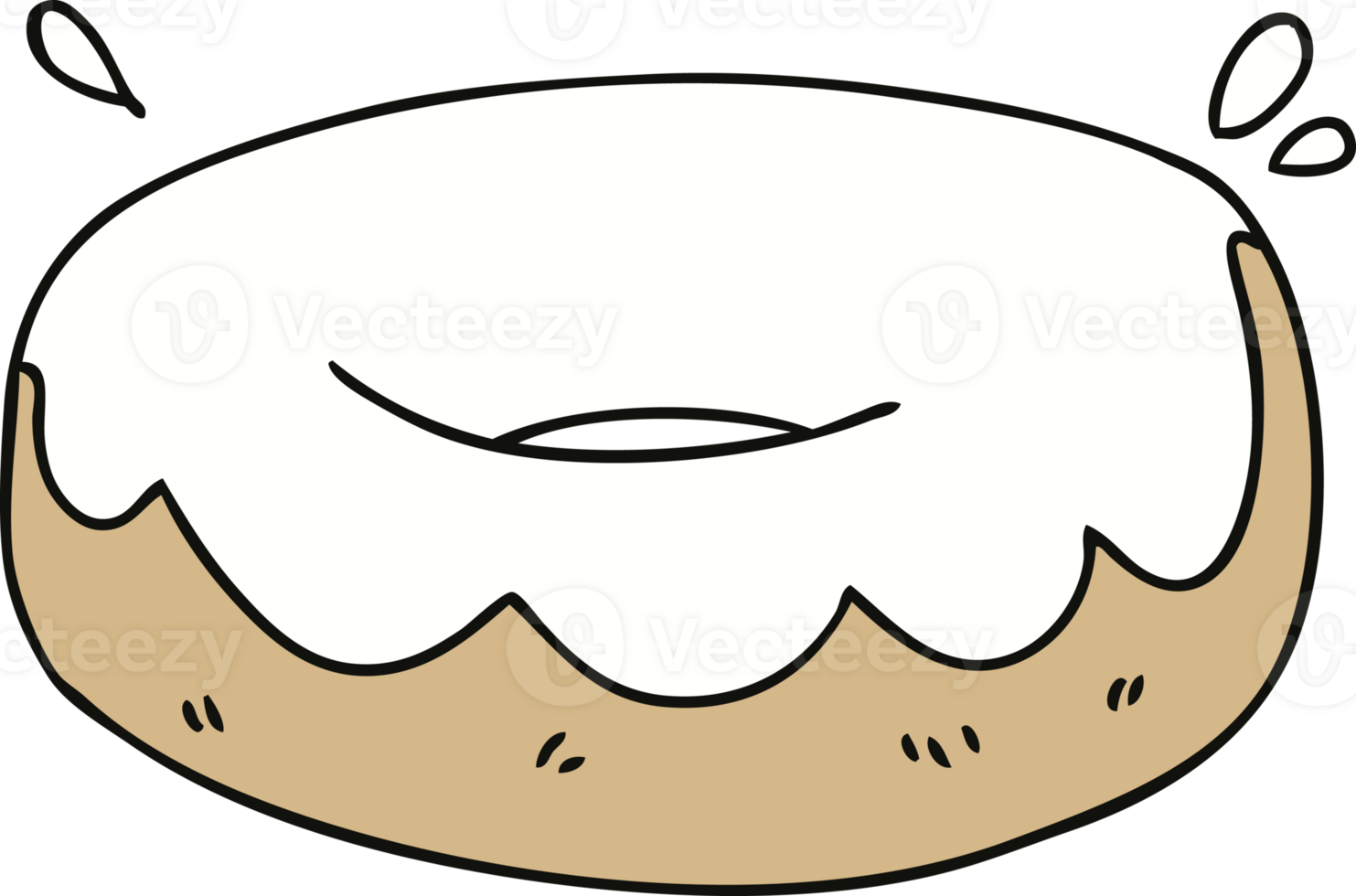 hand drawn quirky cartoon iced donut png