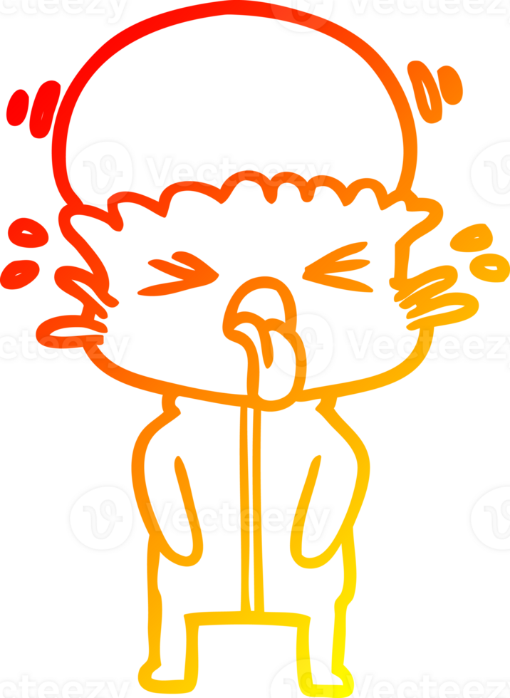 warm gradient line drawing of a weird cartoon alien png