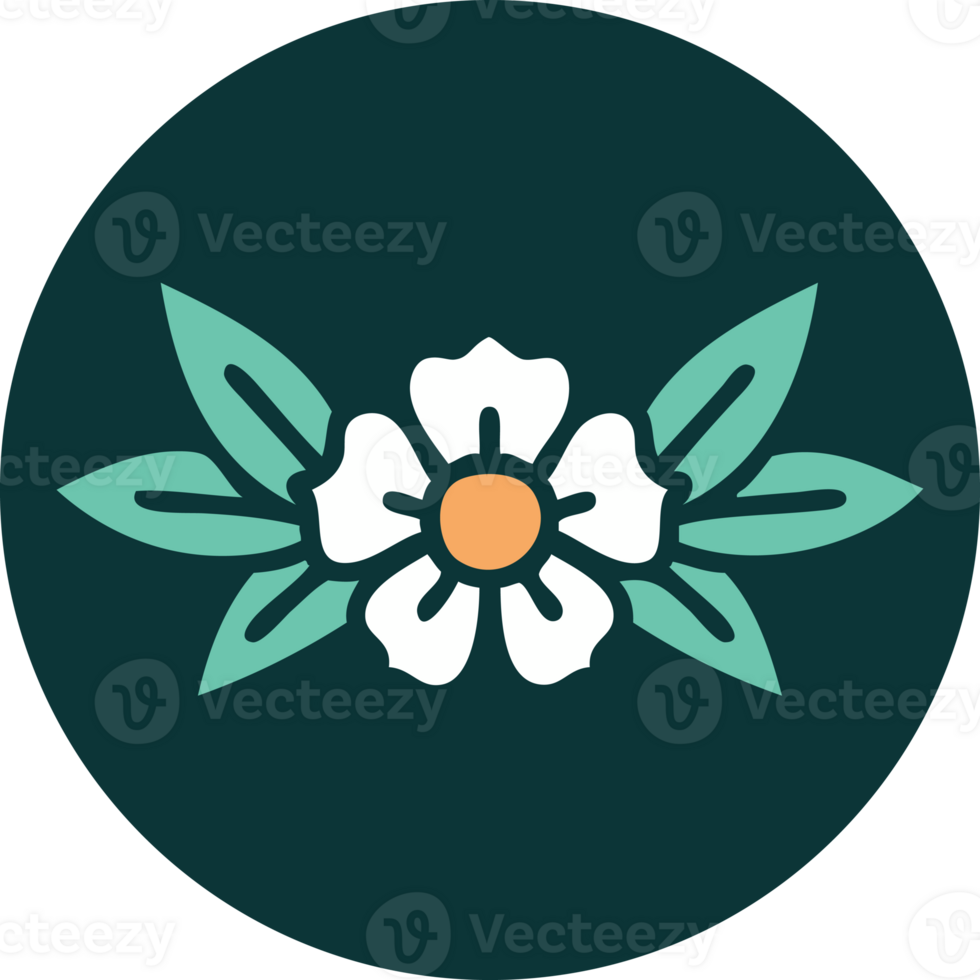 iconic tattoo style image of a flower png