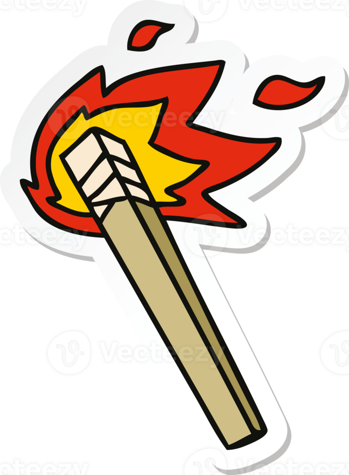 sticker of a quirky hand drawn cartoon lit torch png