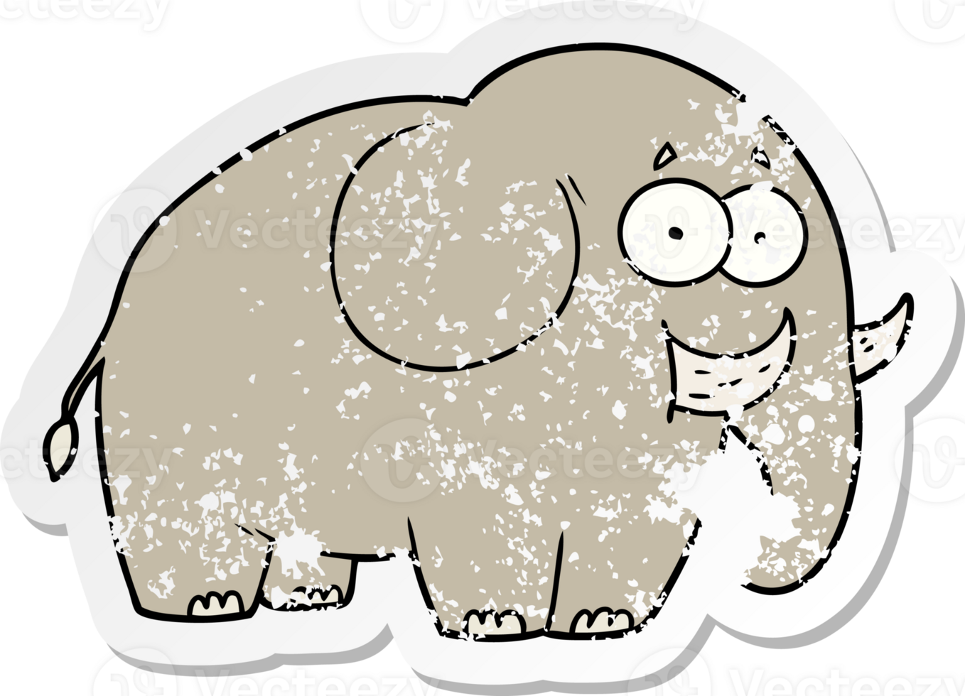 distressed sticker of a cartoon elephant png