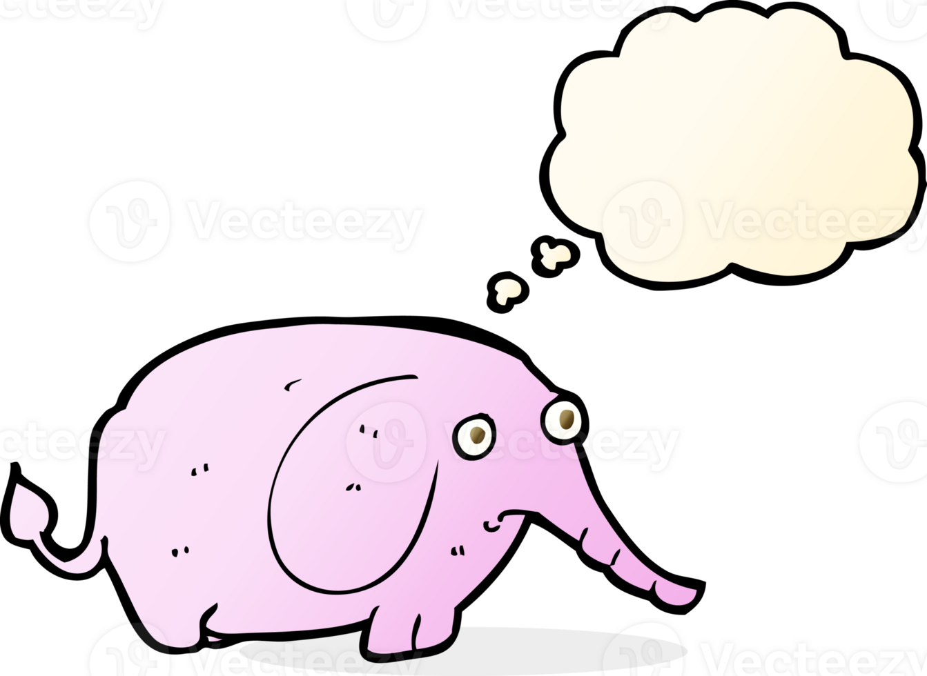 cartoon sad little elephant with thought bubble png