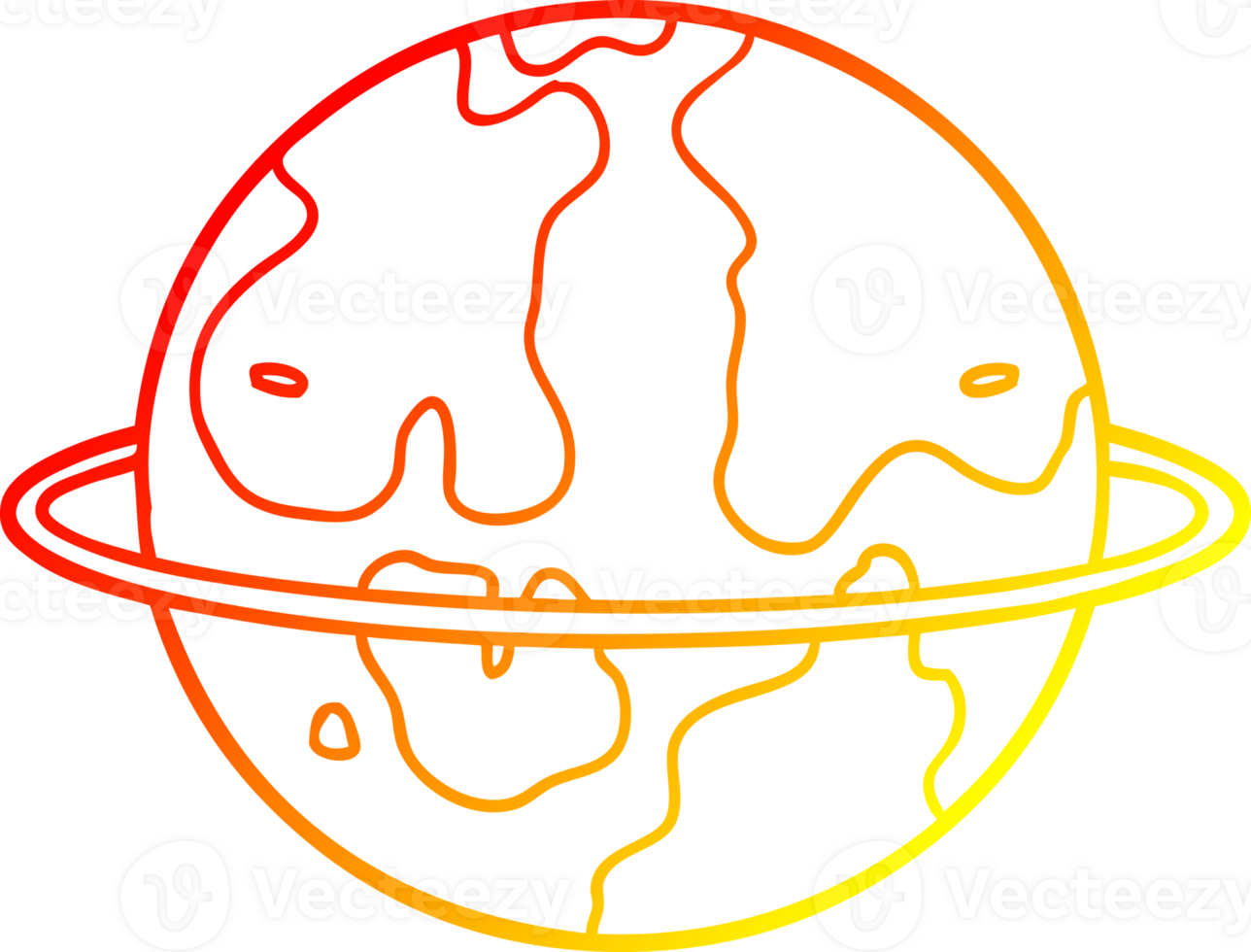 warm gradient line drawing of a cartoon alien planet png