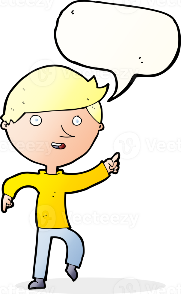 cartoon happy pointing with speech bubble png