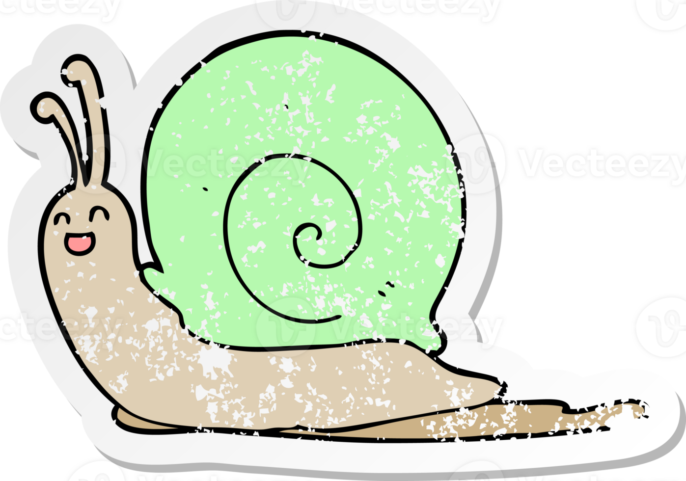 autocollant en détresse d'un escargot de dessin animé png