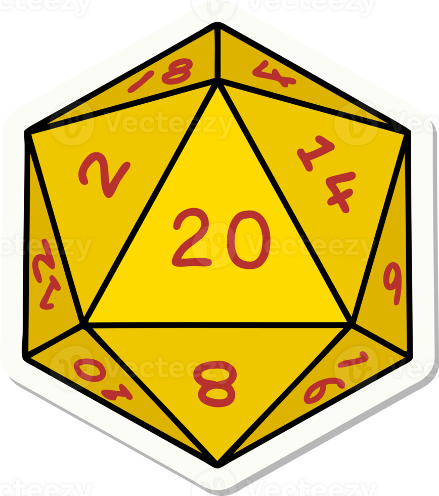 sticker of a natural 20 D20 dice roll png