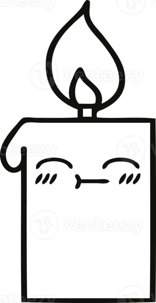 line drawing cartoon of a lit candle png