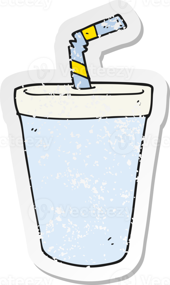 retro distressed sticker of a cartoon soda png