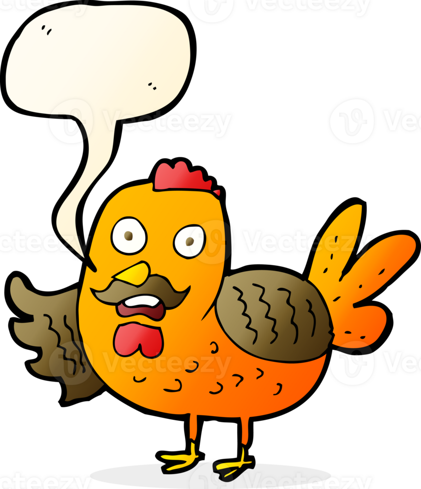cartoon old rooster with speech bubble png