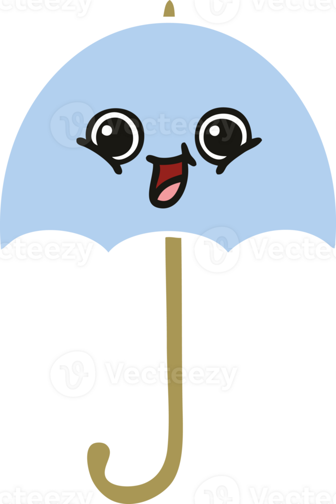 flat color retro cartoon of a umbrella png