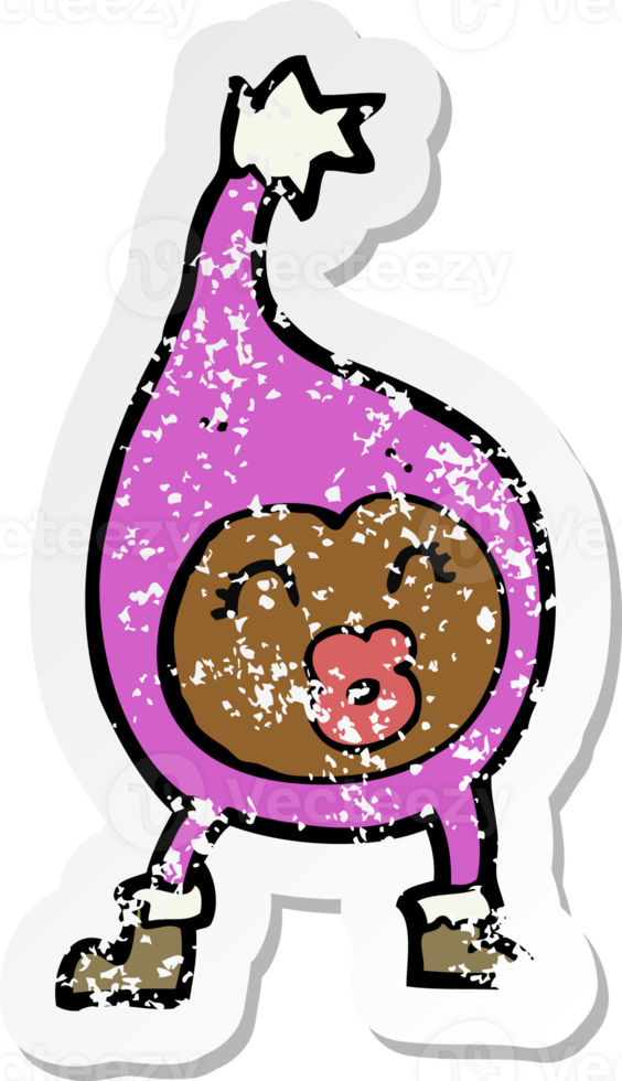 retro distressed sticker of a cartoon funny creature png