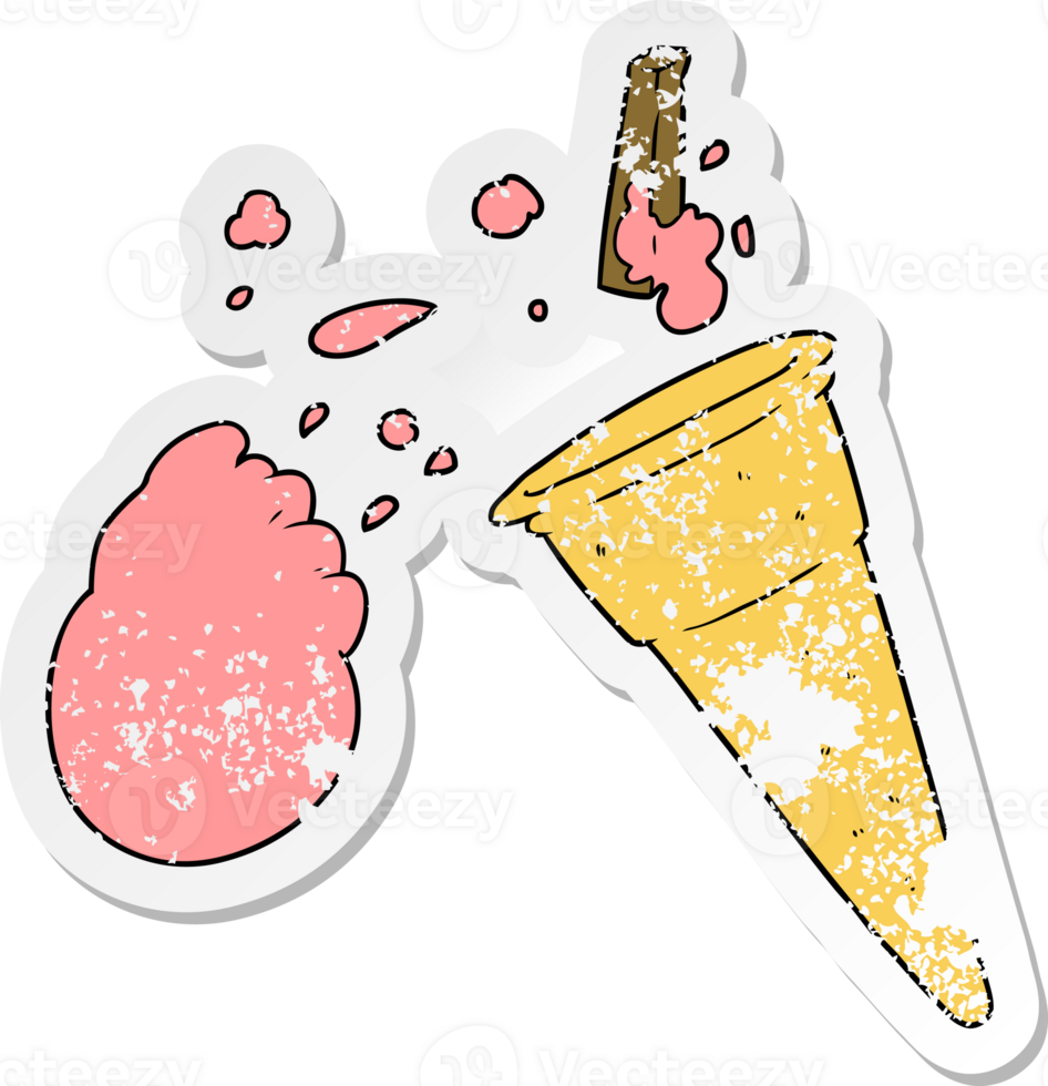 distressed sticker of a cartoon ice cream png