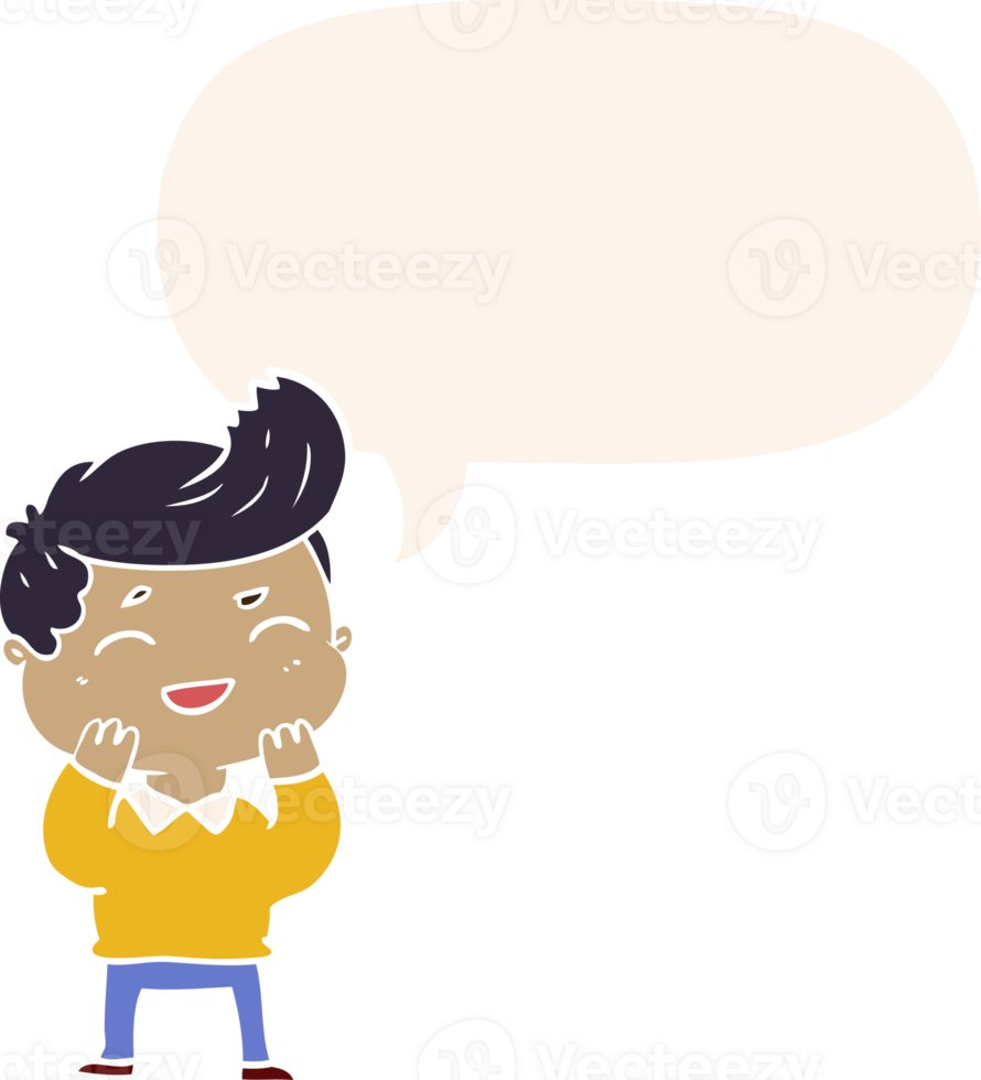 cartoon man laughing with speech bubble in retro style png