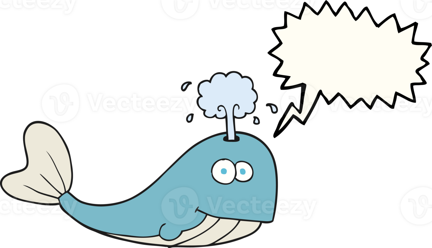 hand drawn speech bubble cartoon whale spouting water png