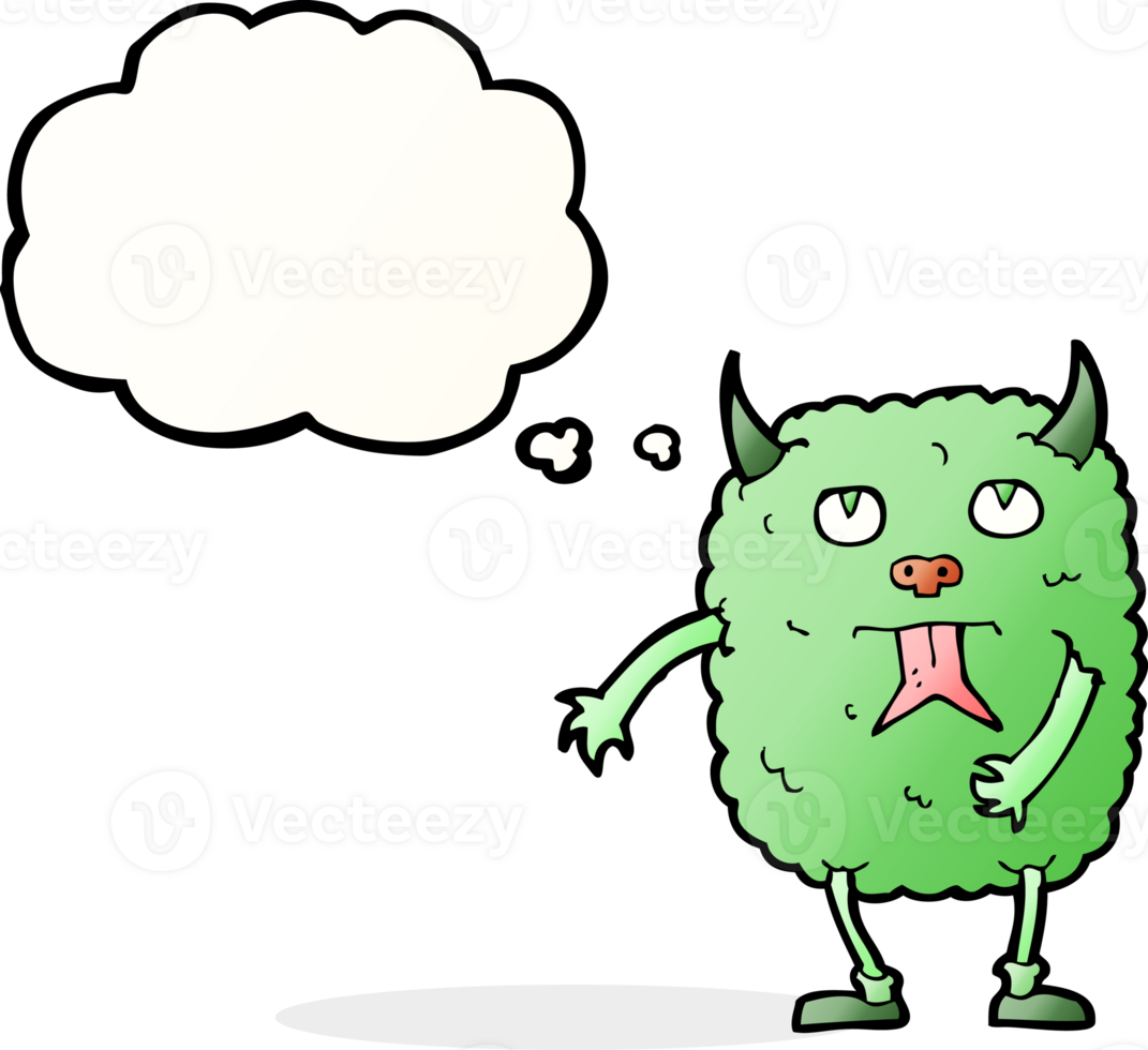 funny cartoon monster with thought bubble png