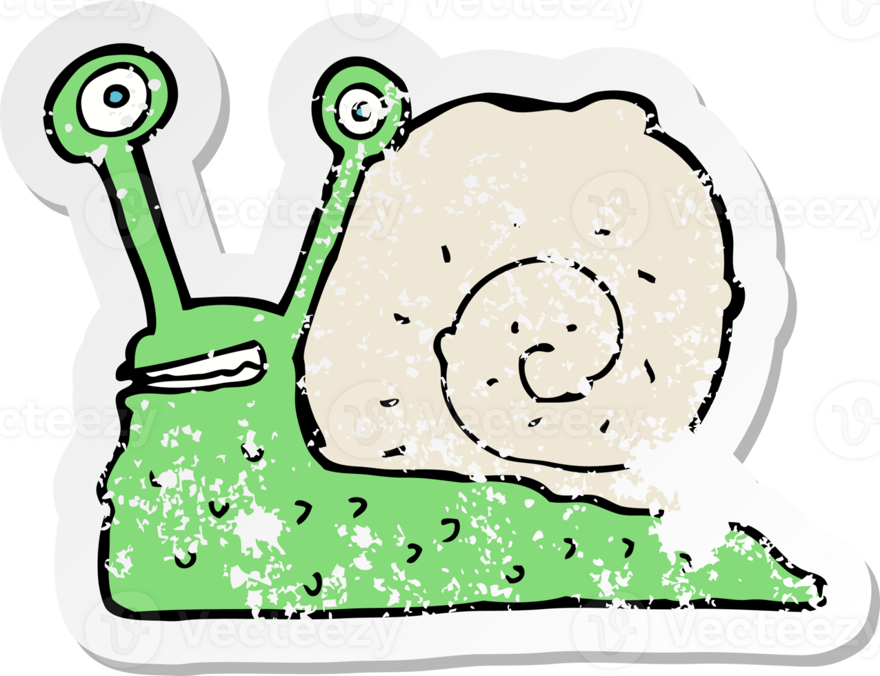 retro distressed sticker of a cartoon snail png