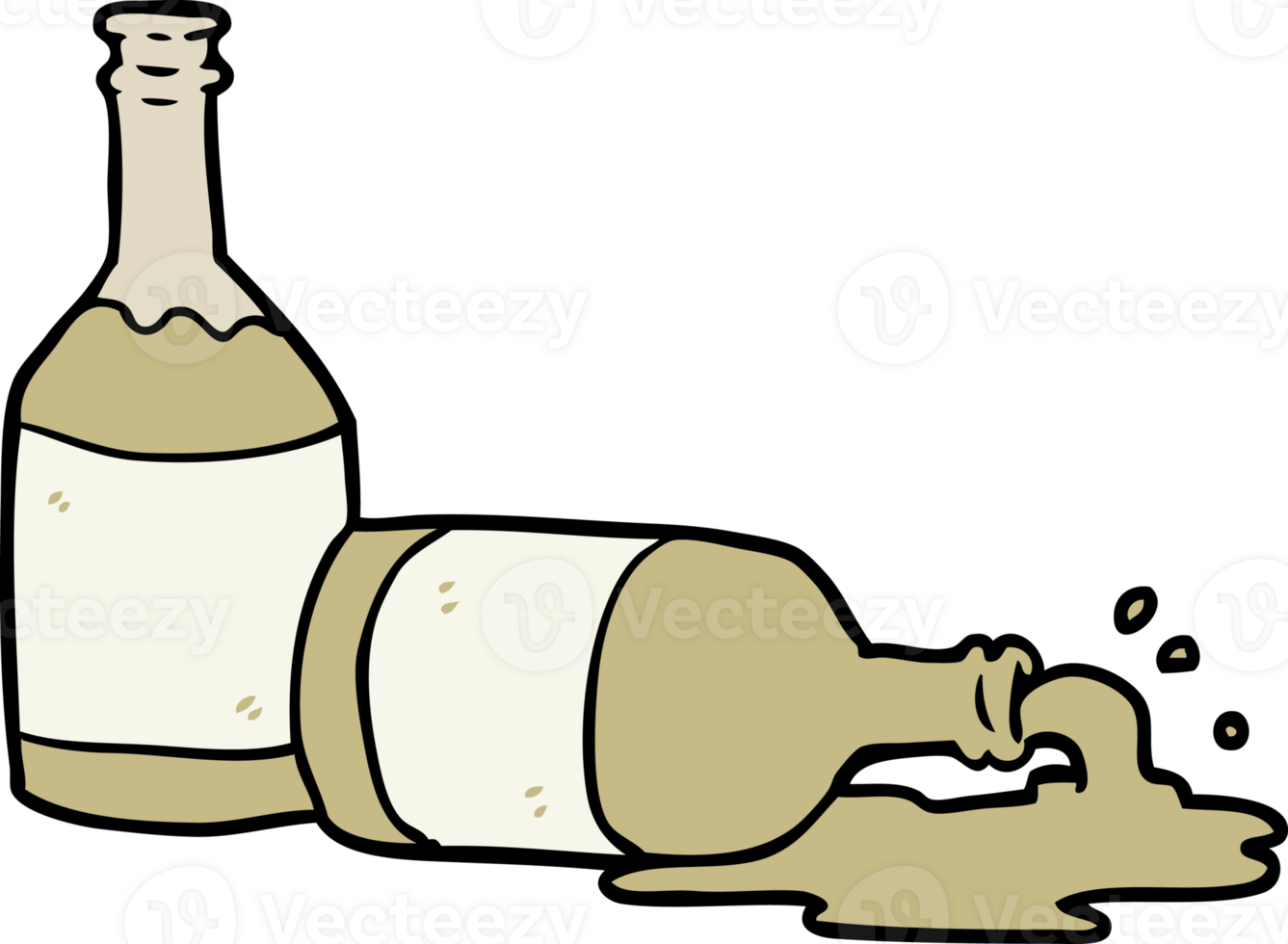 cartoon beer bottles with spilled beer png