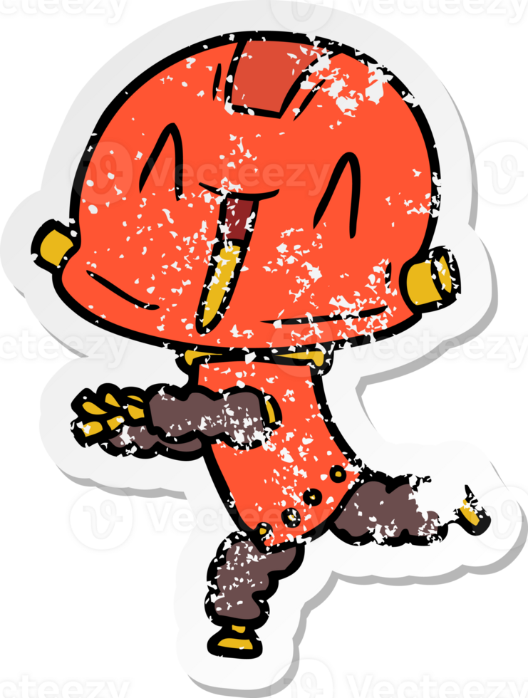 distressed sticker of a cartoon robot png