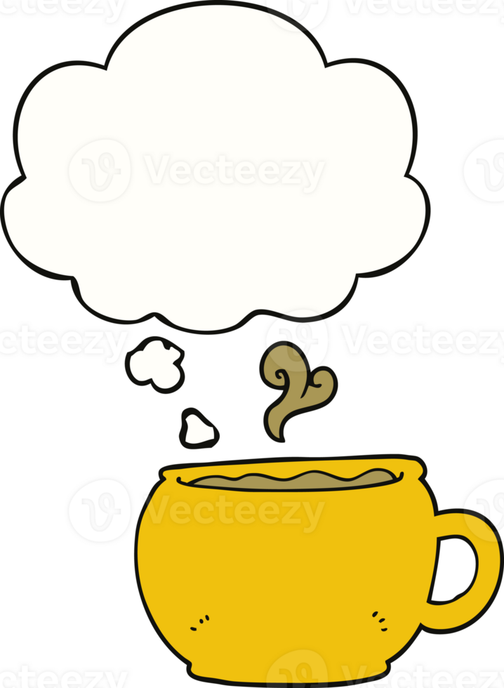 cartoon coffee cup with thought bubble png