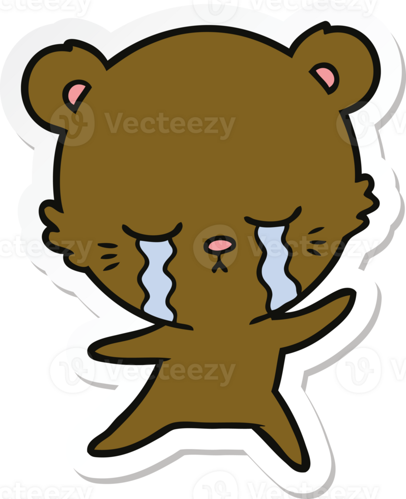 sticker of a crying cartoon bear png