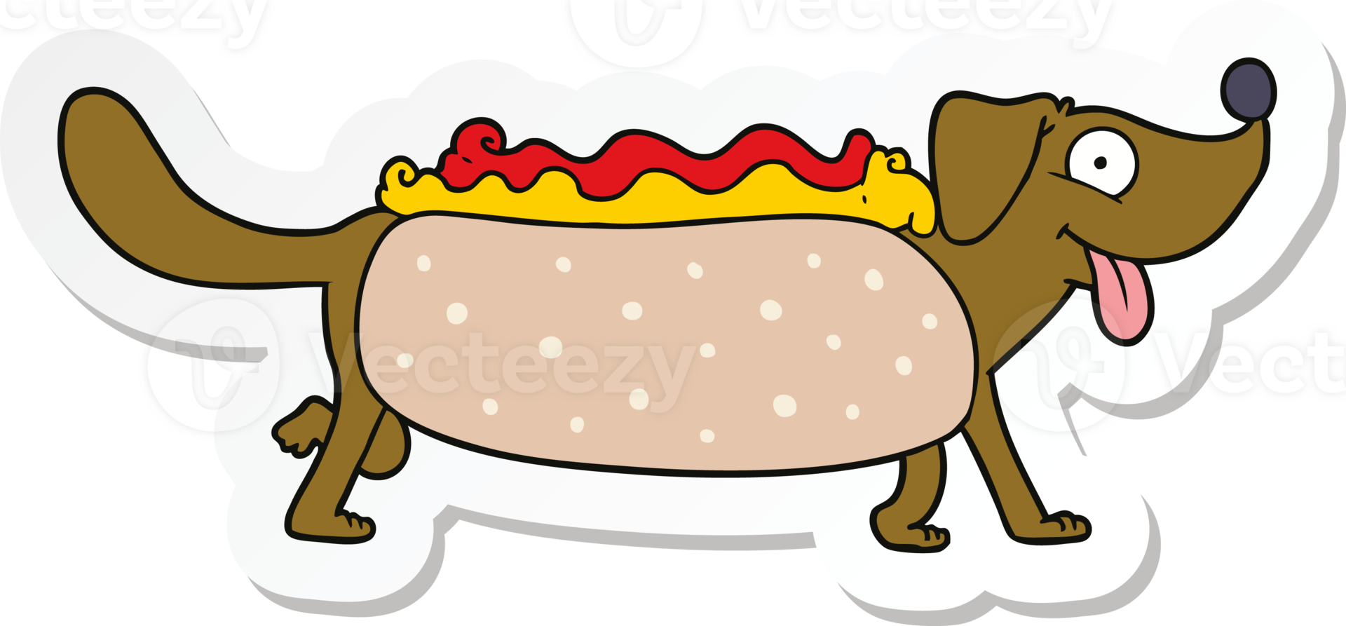 sticker of a cartoon hotdog png