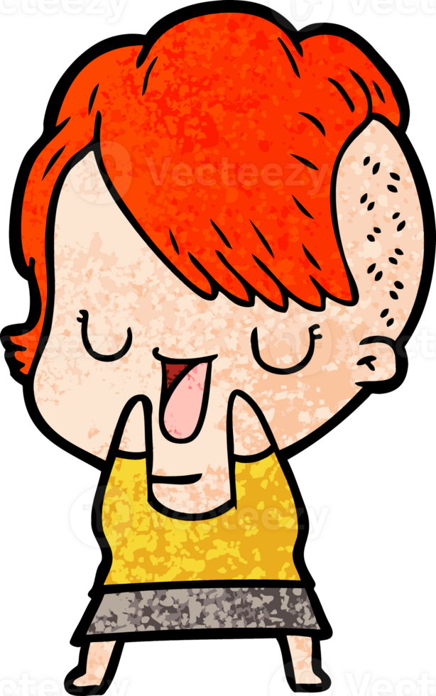 cute cartoon girl with hipster haircut png