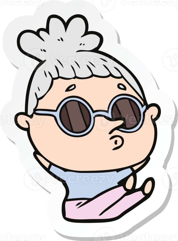 sticker of a cartoon woman wearing sunglasses png