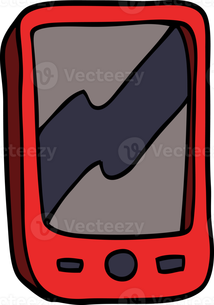 cartoon doodle of a red mobile phone png
