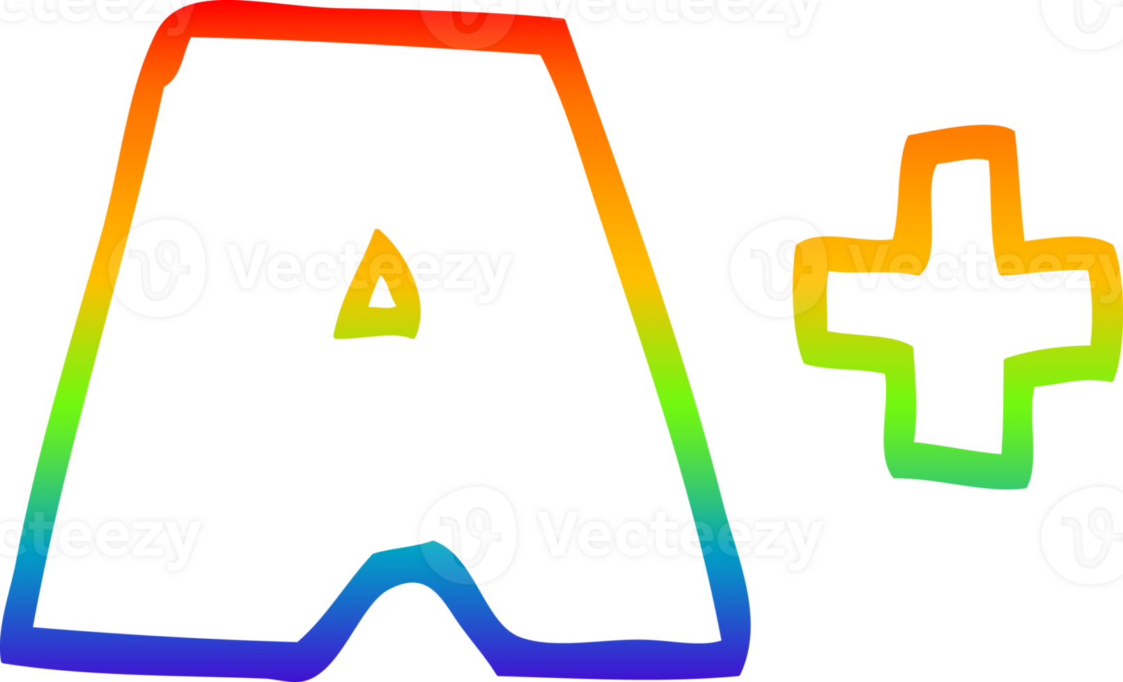 rainbow gradient line drawing of a cartoon letter grades png