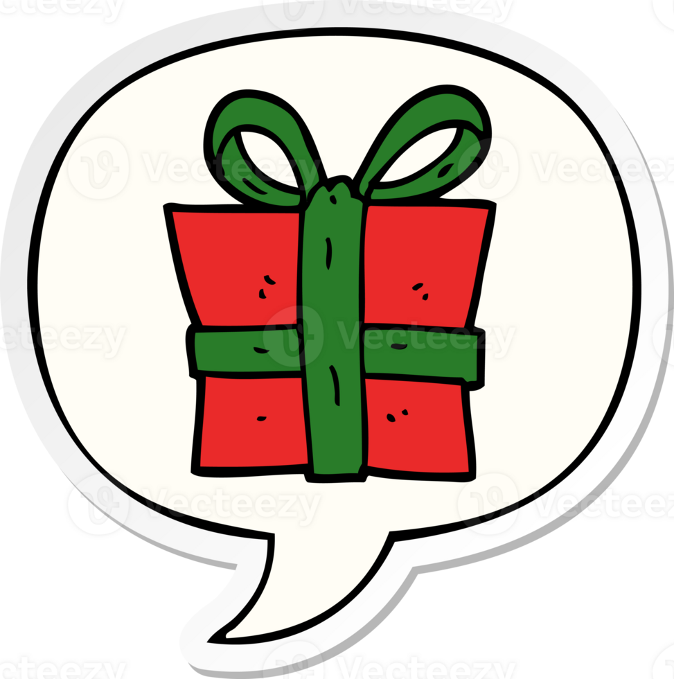 cartoon gift with speech bubble sticker png
