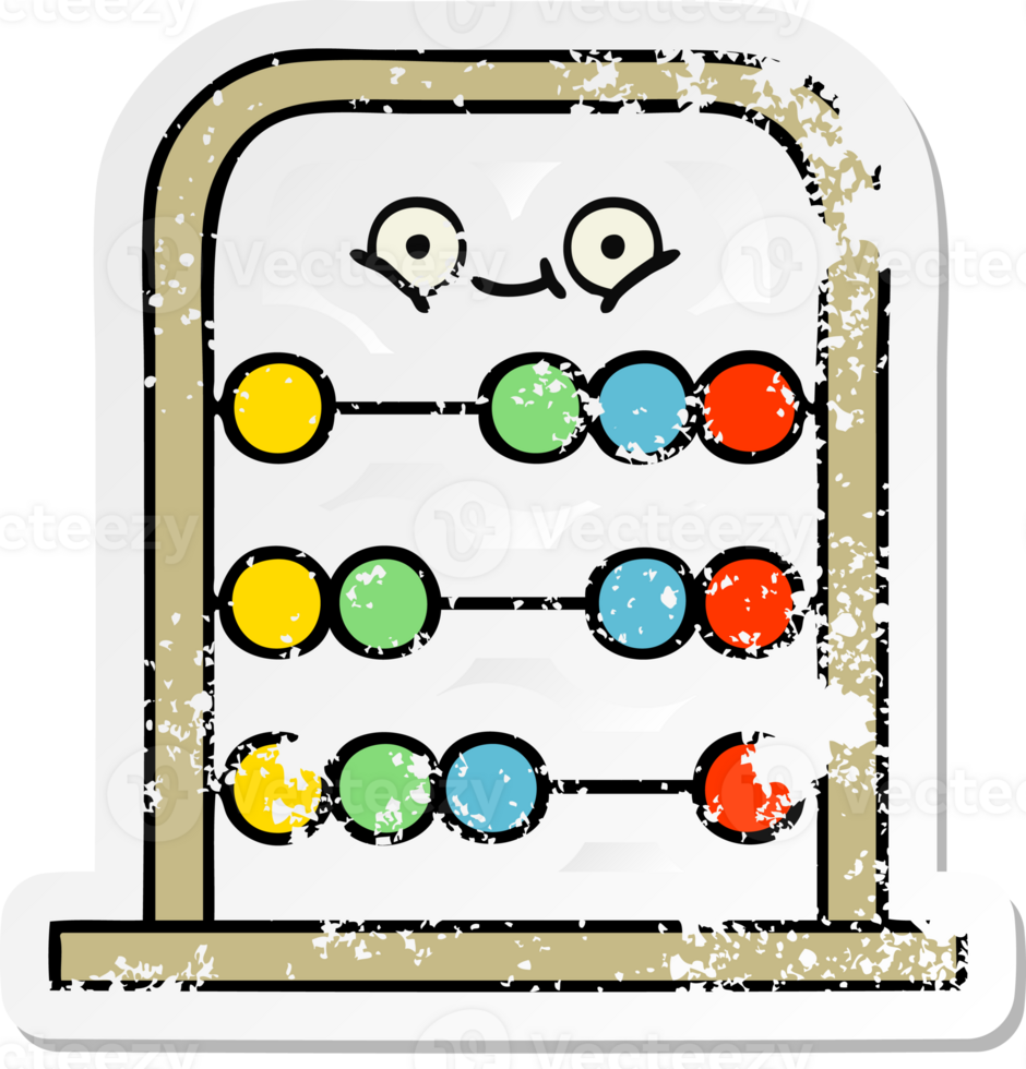 adesivo in difficoltà di un simpatico cartone animato abaco png