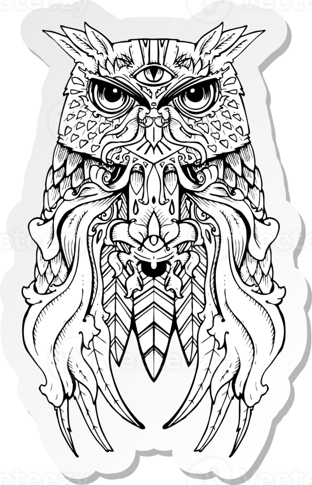 sticker of a owl tattoo png