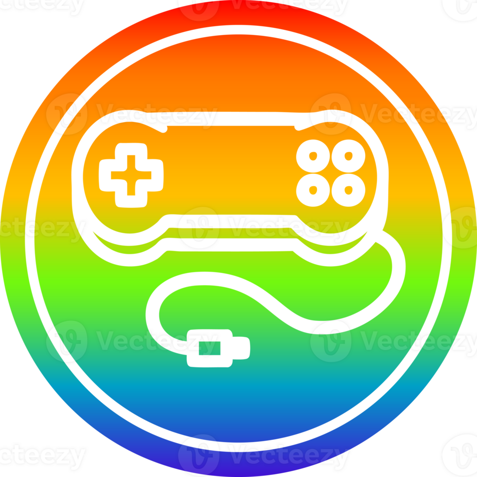 console game controller circular icon with rainbow gradient finish png