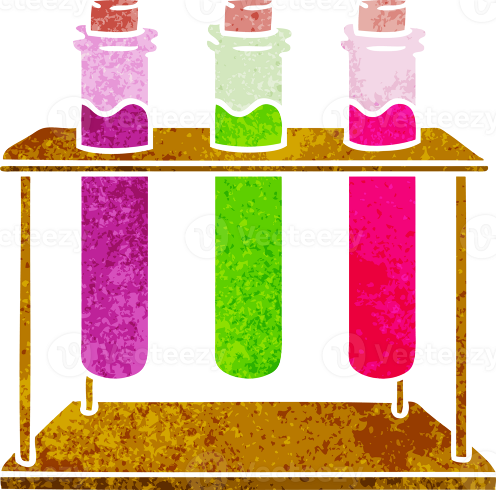 hand drawn retro cartoon doodle of a science test tube png