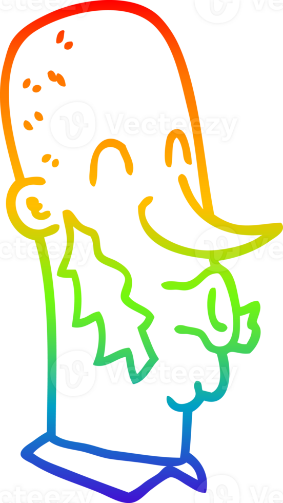 rainbow gradient line drawing of a cartoon man with side burns png