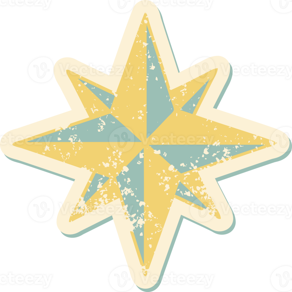 iconic distressed sticker tattoo style image of a star png