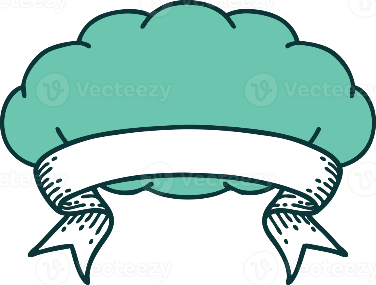 traditional tattoo with banner of a grey cloud png