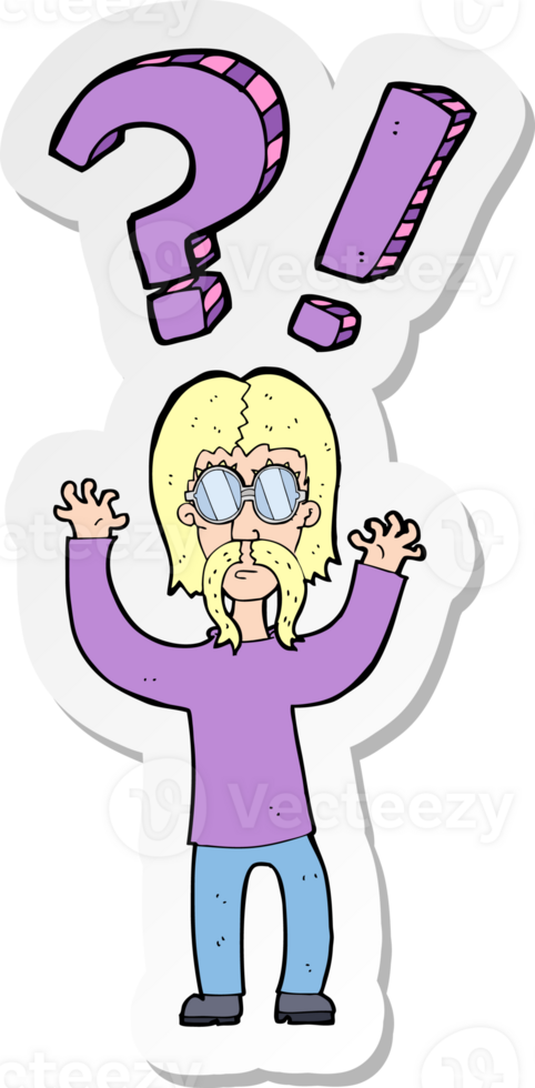sticker of a cartoon shocked man png