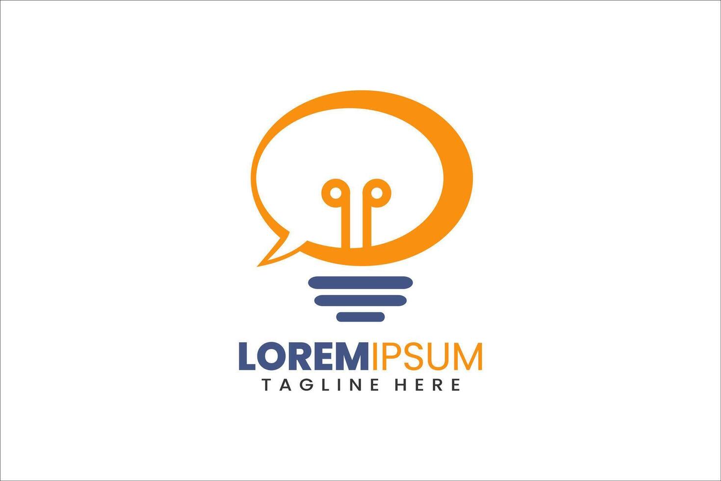 Modern Flat Unique bulb chat logo template and Minimalist lamp chat communication logo template design vector