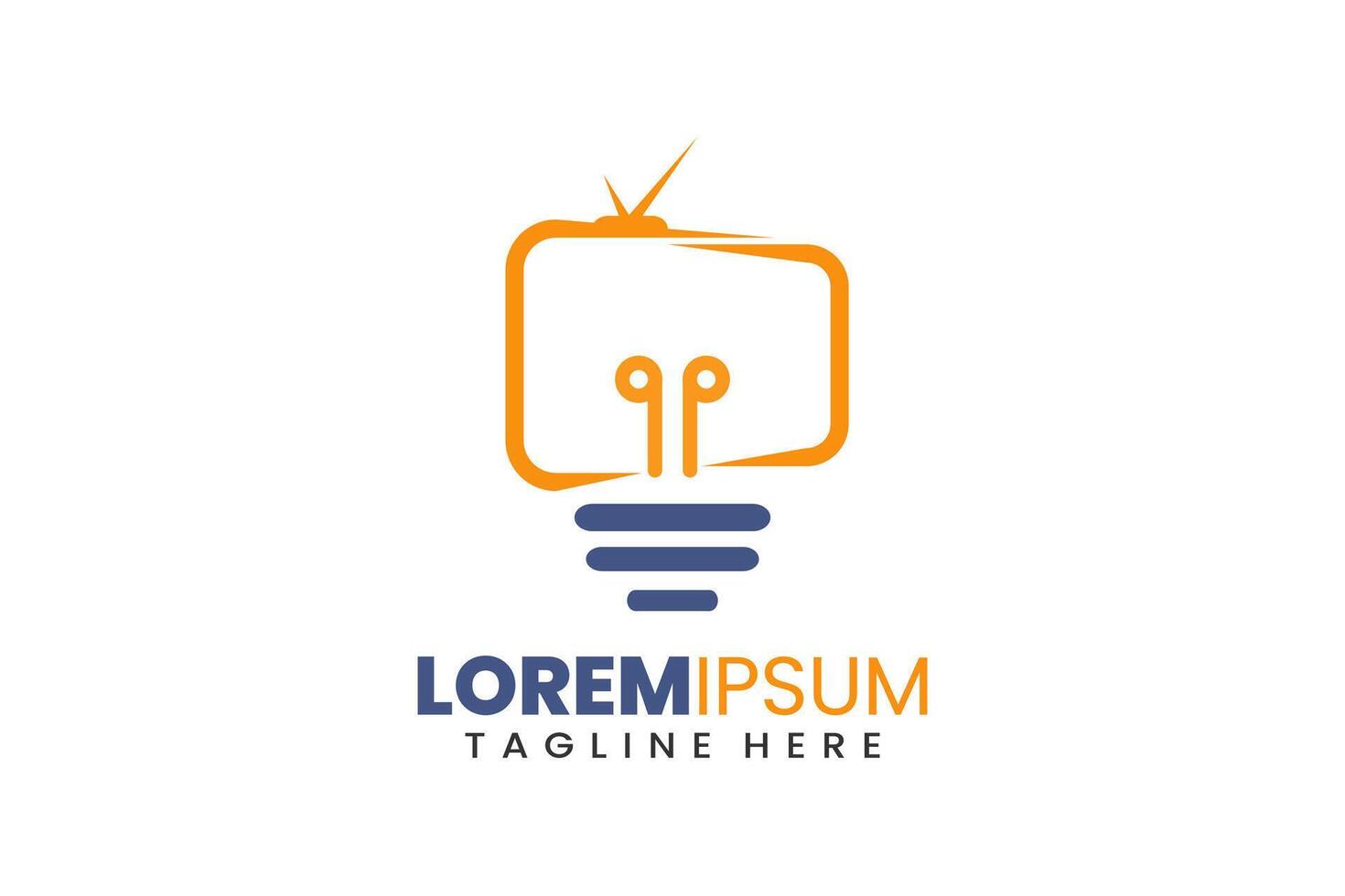 Lamp television Modern Flat Unique logo template and Minimalist television bulb logo template design vector