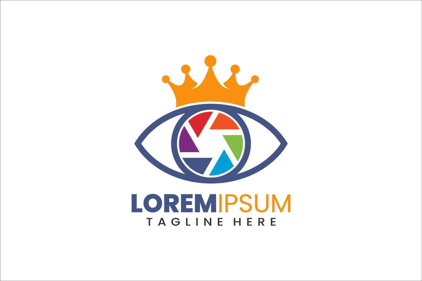 Modern Flat Unique king photography eyes logo template and Minimalist photo king logo template vector