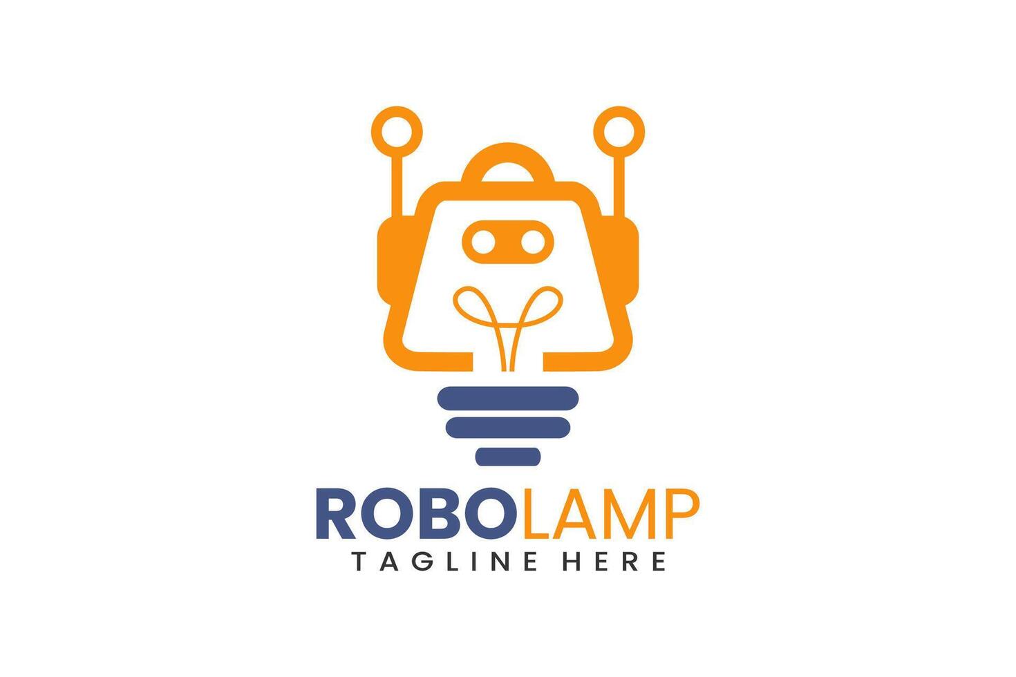 Lamp robot Modern Flat Unique logo template and Minimalist robot bulb logo template design vector