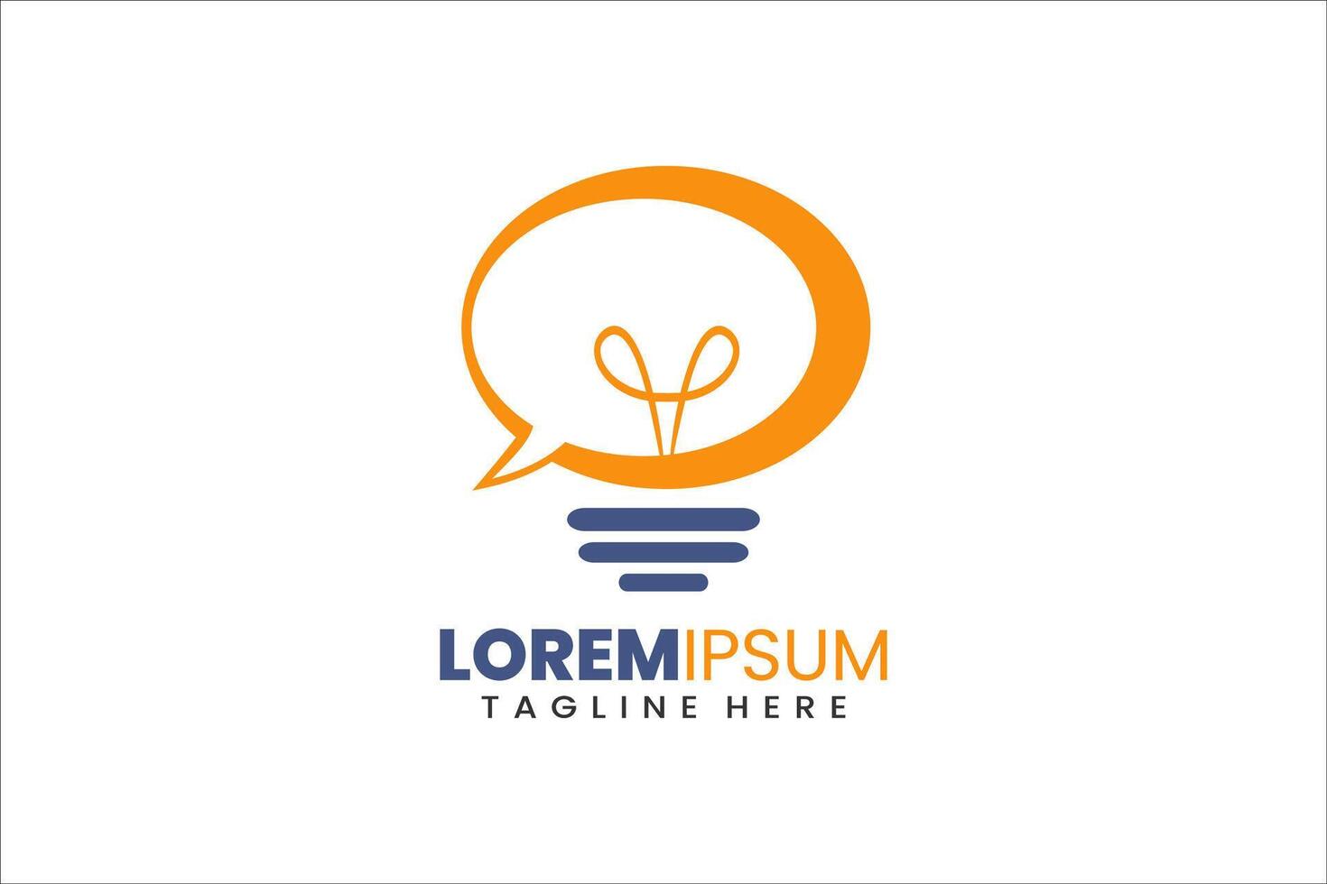 Modern Flat Unique bulb chat logo template and Minimalist lamp chat communication logo template design vector
