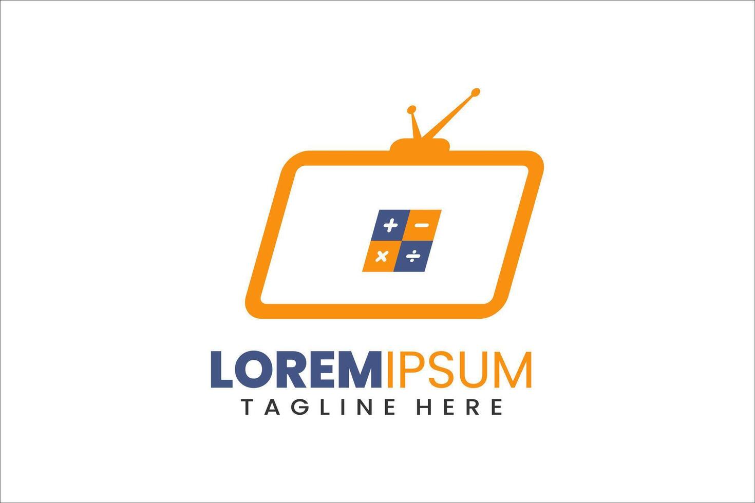 Modern Flat Unique mathematics television logo template and Minimalist tv logo template design vector