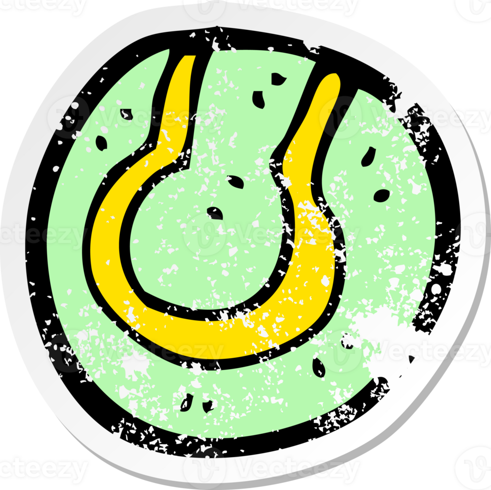 retro distressed sticker of a cartoon tennis ball png