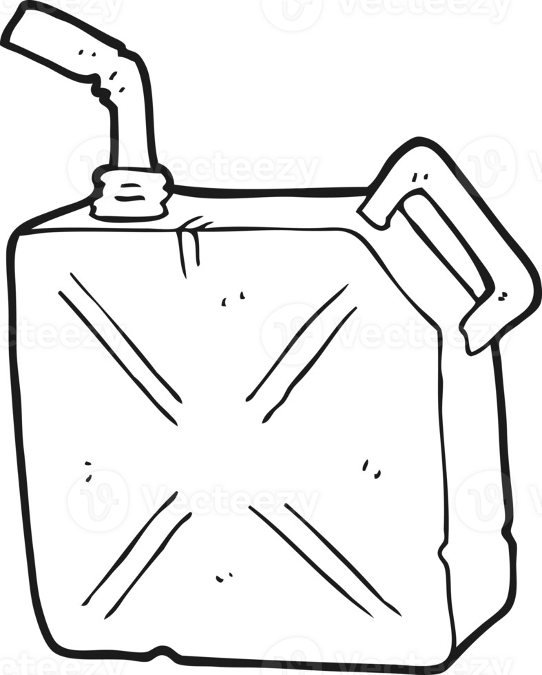 hand drawn black and white cartoon fuel can png
