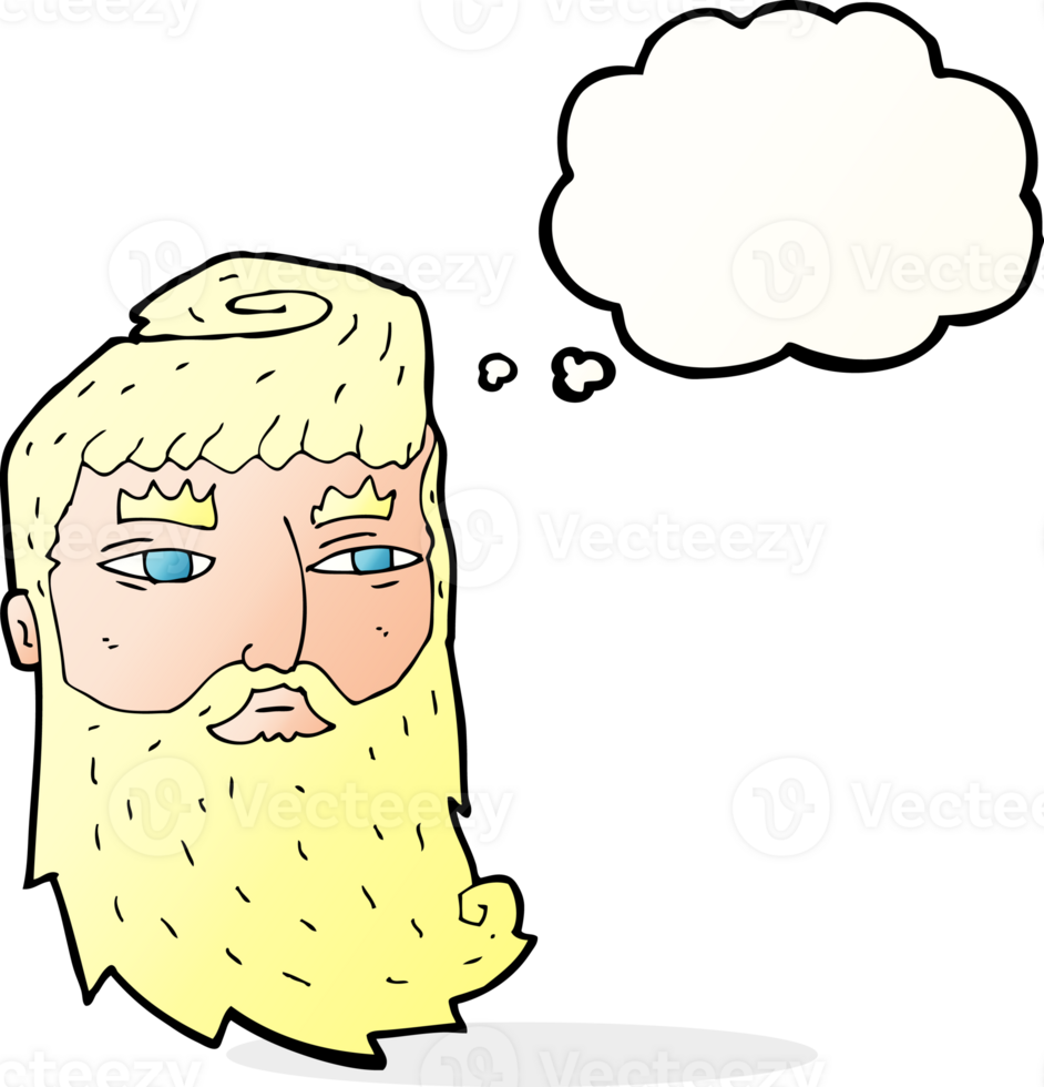 cartoon bearded man with thought bubble png